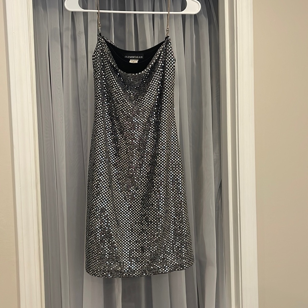 Vintage silver sequin Jazmin Jean mini dress